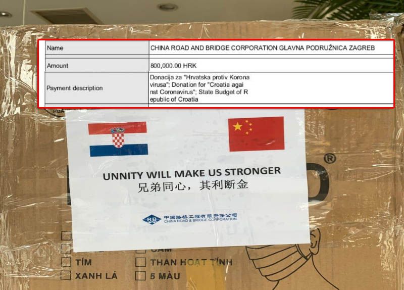 Kinezi koji grade Pelješki most, uplatili 800 tisuća kuna Hrvatskoj za borbu protiv koronavirusa
