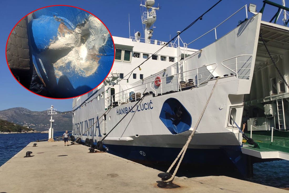 FOTO Trajekt „Hanibal Lucić” se zabio u rivu na Šipanu, probijena oplata broda