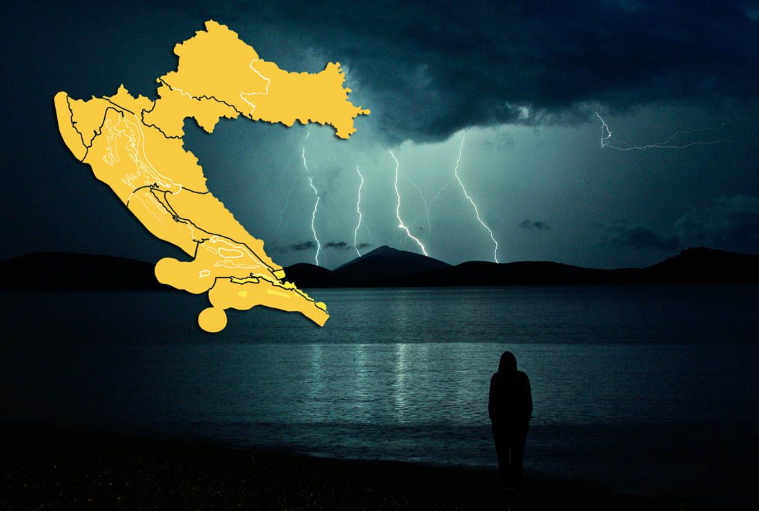 NARANČASTO UPOZORENJE Večeras grmljavinsko nevrijeme, na moru tramontana do 100 km/h!