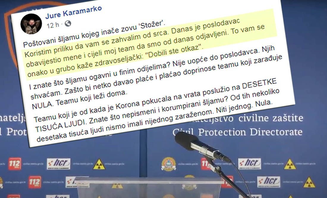 Zadranin dobio otkaz, pa napisao pismo: “Poštovani šljamu kojeg inače zovu ‘Stožer’…”