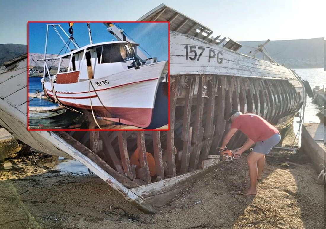 Ribar s Paga motornom pilom ispilao brod : “Moj brod, koji je bio dika, sad je samo slika”