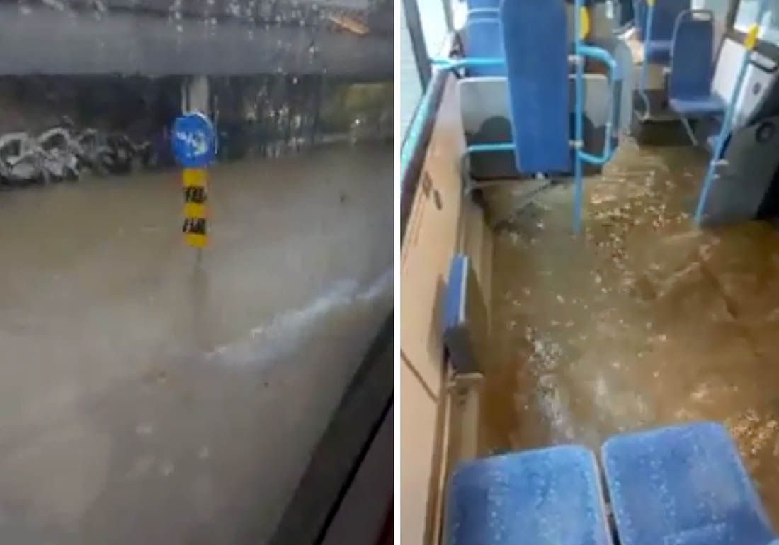 POTOP U RIJECI Bujica izbijala šahtove, voda ulazi i u autobuse