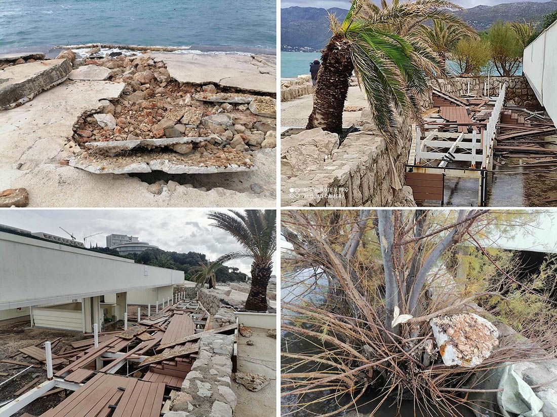 OLUJNO NEVRIJEME Raznesena riva i terasa hotela u Dubrovniku, komadi završili i u krošnjama drveća!