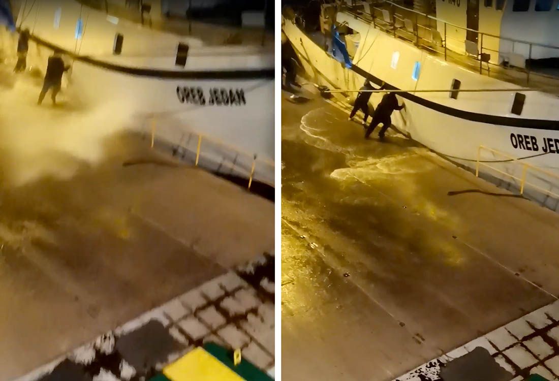 VIDEO Dramatični pokušaji spašavanja ribarskog broda uslijed valova i olujnog vjetra u Veloj Luci