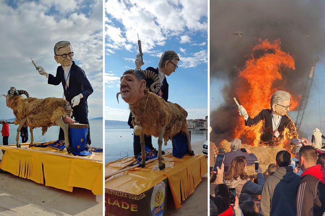 Kaštelani za maškare zapalili Bill Gatesa i ovce koje on cijepi