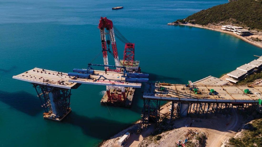 FOTO Do listopada će biti spojeni svi segmenti Pelješkog mosta
