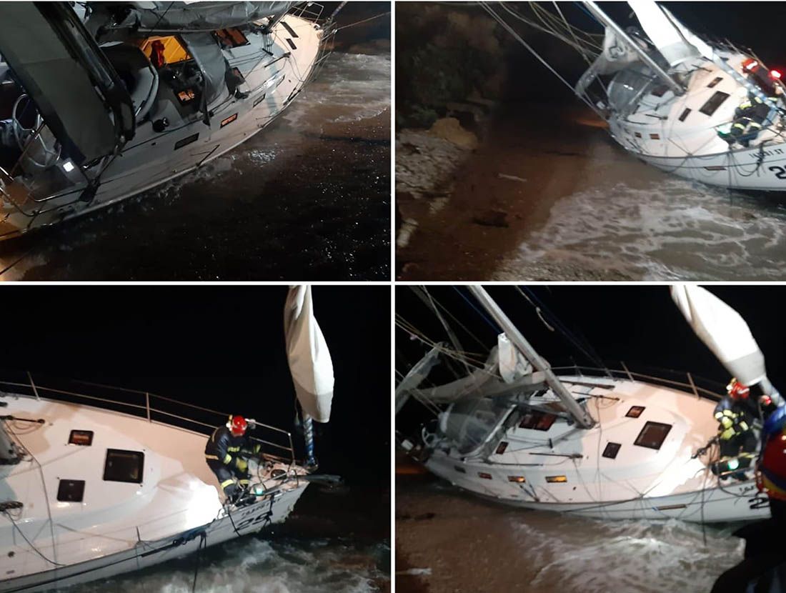 DRAMA NA BRAČU Vatrogasci spašavali obitelj s nasukane jedrilice u olujnom nevremenu