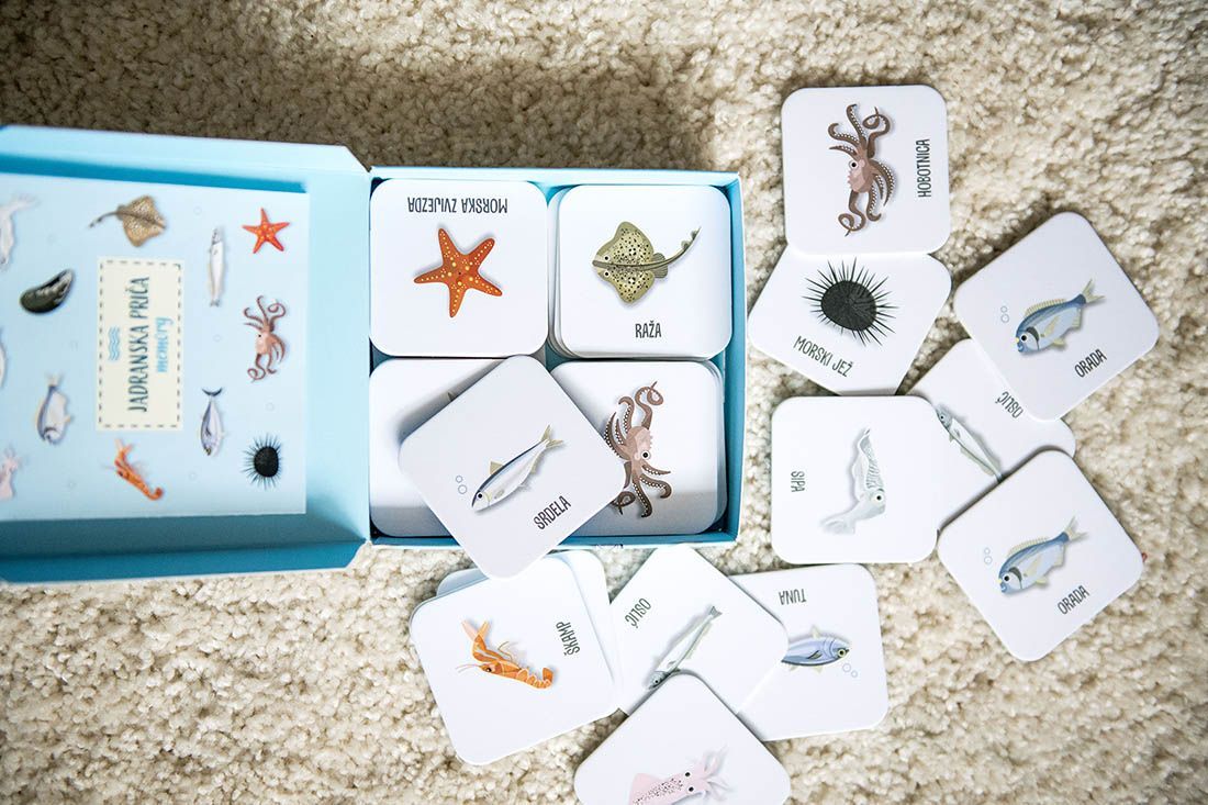 JADRANSKA PRIČA Memory igra za najmlađe, s opisom svakog morskog organizma