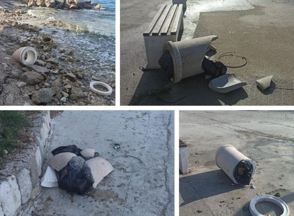 Divljaci na splitskoj plaži porazbijali nove kante za smeće