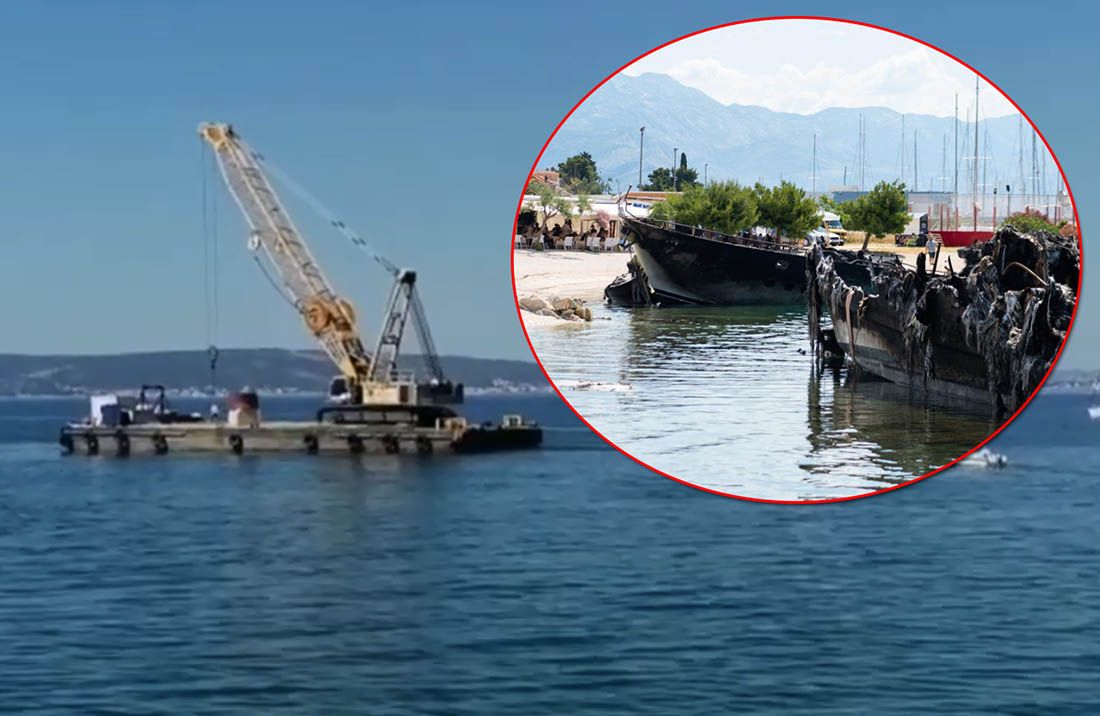STIGLA DIZALICA Trošak uklanjanja izgorjelih jahti plaćat će Kaštelani!