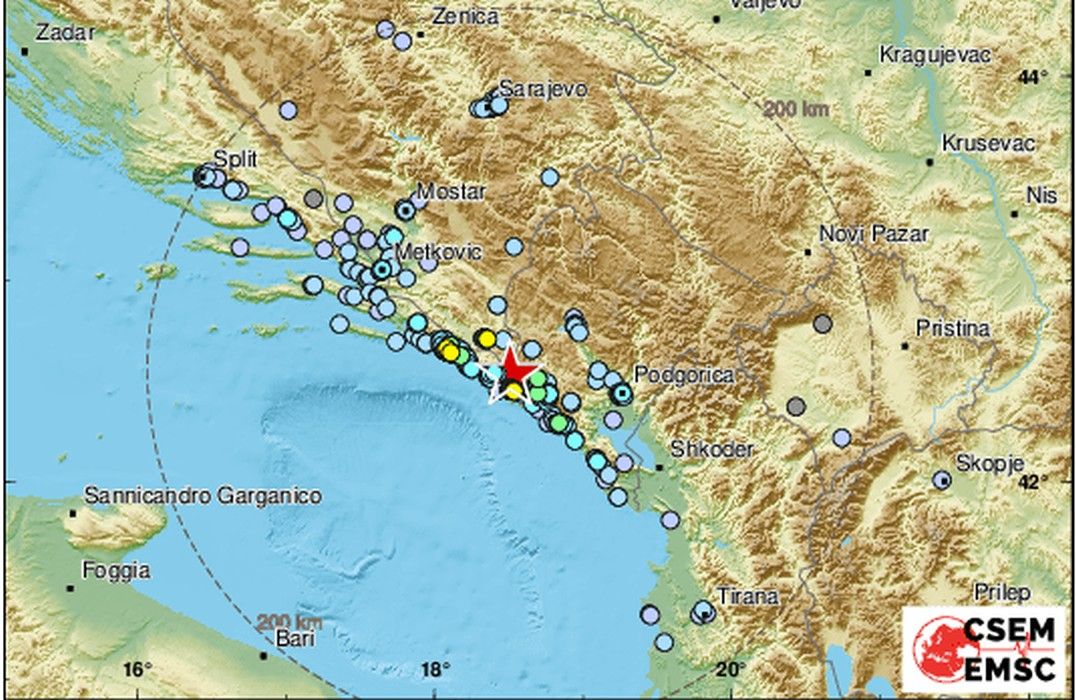 Snažan potres potres u Crnoj Gori jačine 4,5 prema Richteru
