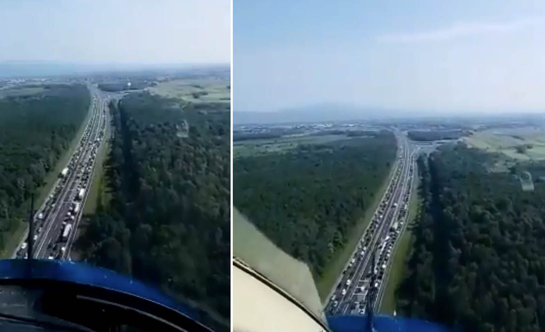 VIDEO Pogledajte gužvu na autocesti, snimljenu iz policijskog helikoptera