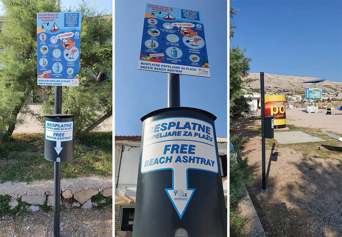 Postavljene besplatne pepeljare na gradskoj plaži Prosika u Pagu