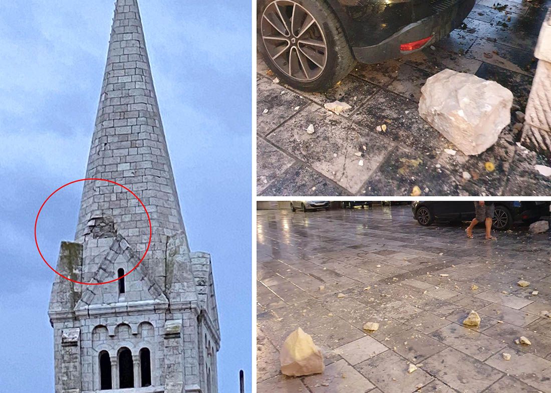 VELIKO NEVRIJEME NA BRAČU Grom oštetio zvonik crkve u Selcima