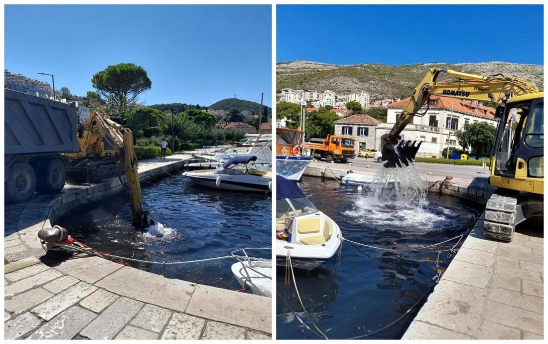 DUBROVNIK Čišćenje nanosa materijala na ispustu kolektora odvodnje na Batali