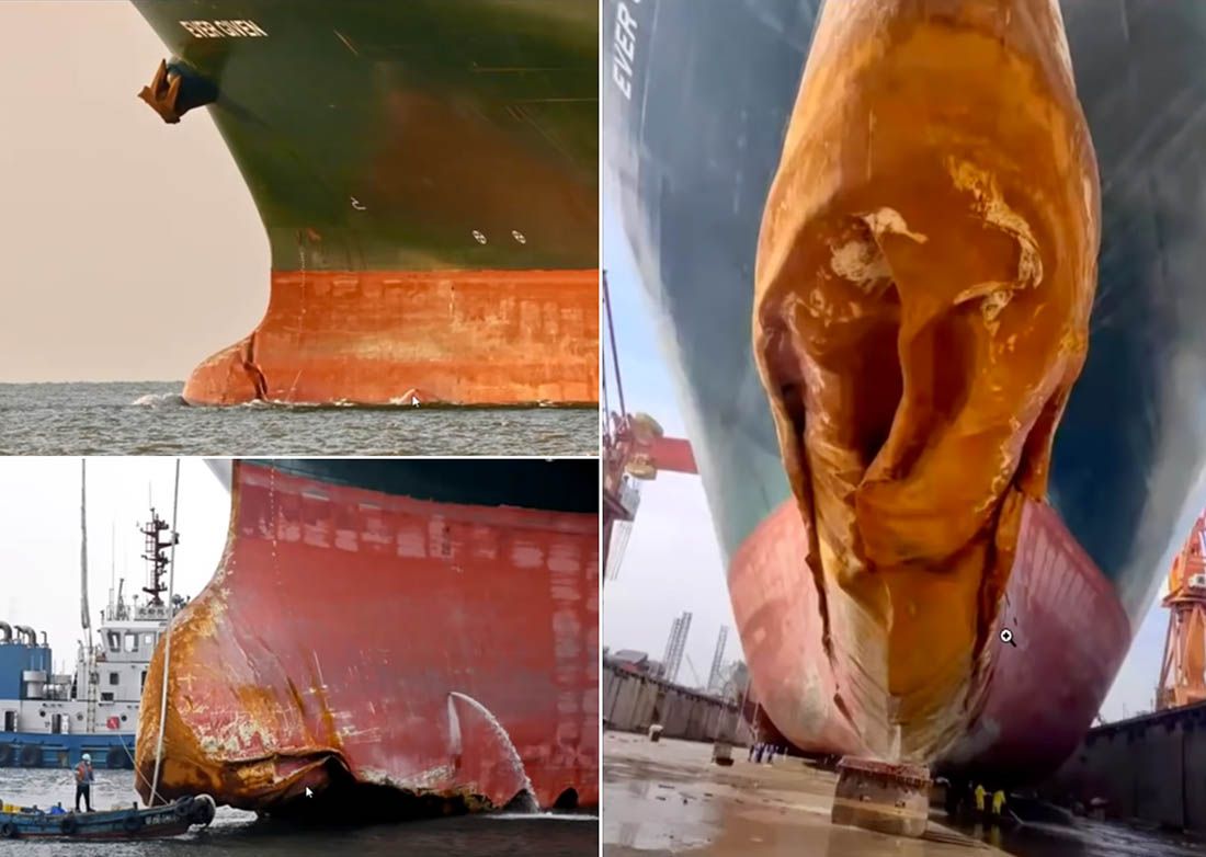 PROCURILE FOTOGRAFIJE Oštećenje Ever Givena pokazuje kolika je sila bila potrebna za nasukavanje u Suezu