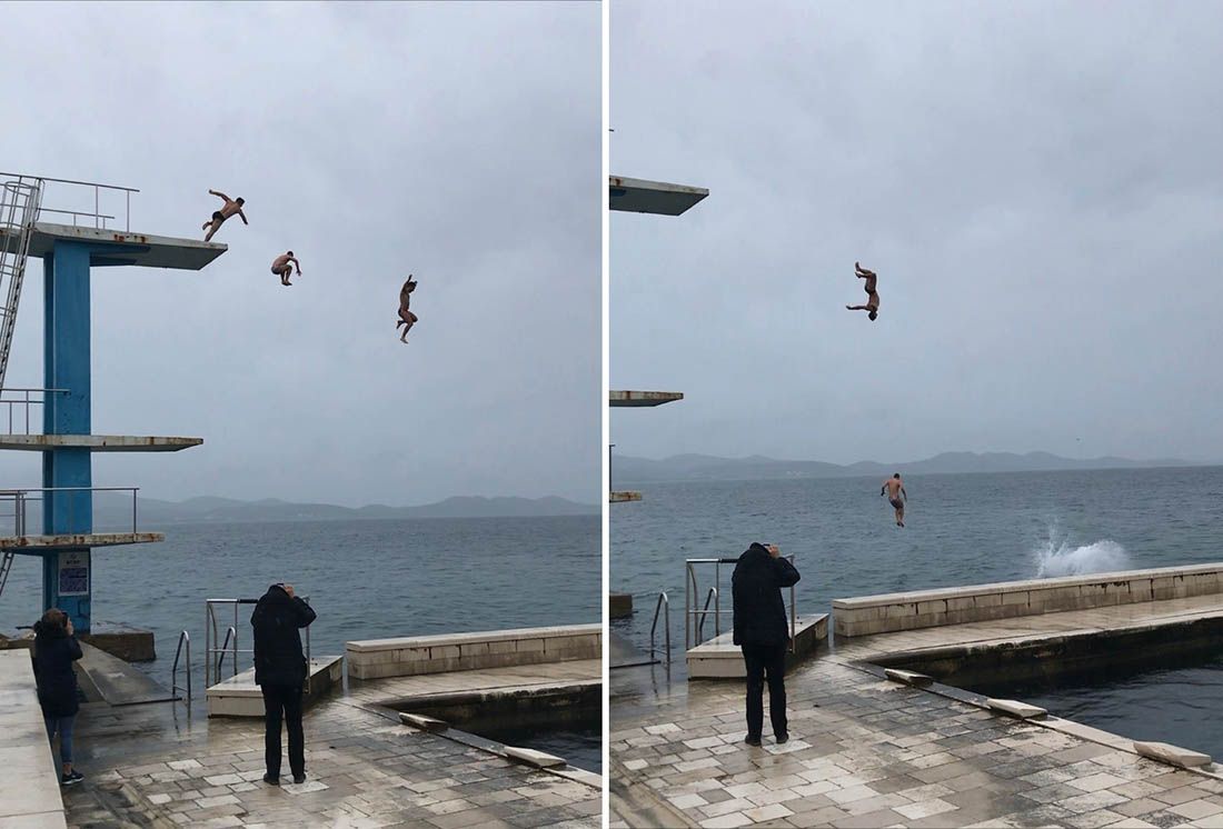 Trojica mladih Zadrana na Božić skočila s 10-metarske skakaonice na bazenu