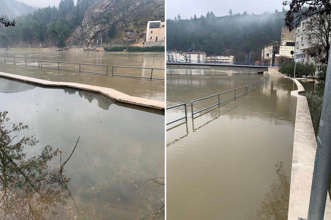 FOTO Objavljeno upozorenje: Zbog izlijevanja vode sliva Zrmanja-zadarsko primorje, zatvorena cesta