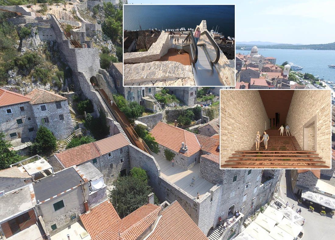 NOVO LICE ŠIBENSKOG DOCA Pomične stepenice i drveno stubište unutar dvostrukih bedema