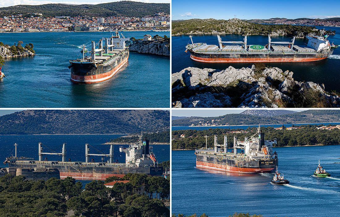 FOTO Iz Šibenika isplovio najveći brod koji je ikad prošao kroz Kanal svetog Ante