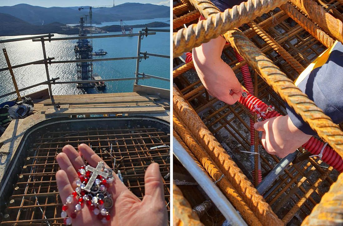 Dvojica inženjera u Pelješki most ugradili krunicu iz Domovinskog rata