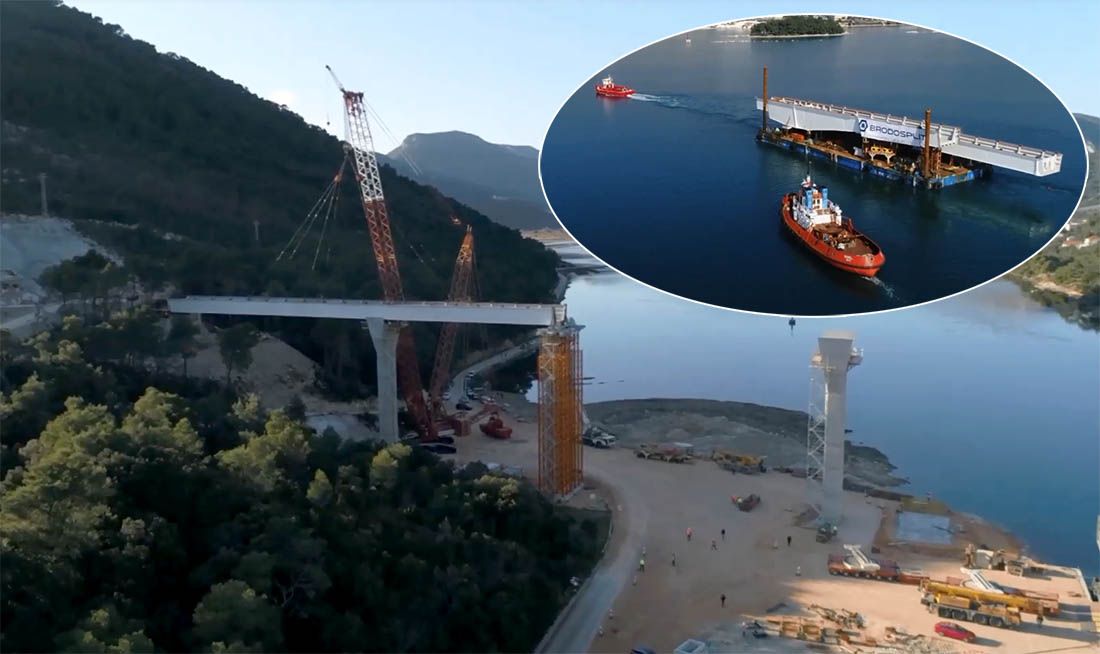 VIDEO Pogledajte kako je montiran drugi segment čelične konstrukcije mosta Ston