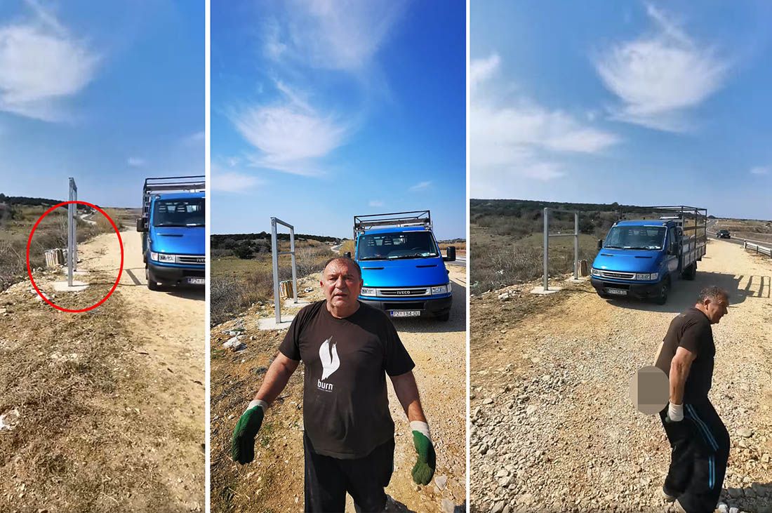 VIDEO Na Pagu iskrcao smeće u prirodu i kad je vidio da je uhvaćen, pred kamerom skinuo gaće
