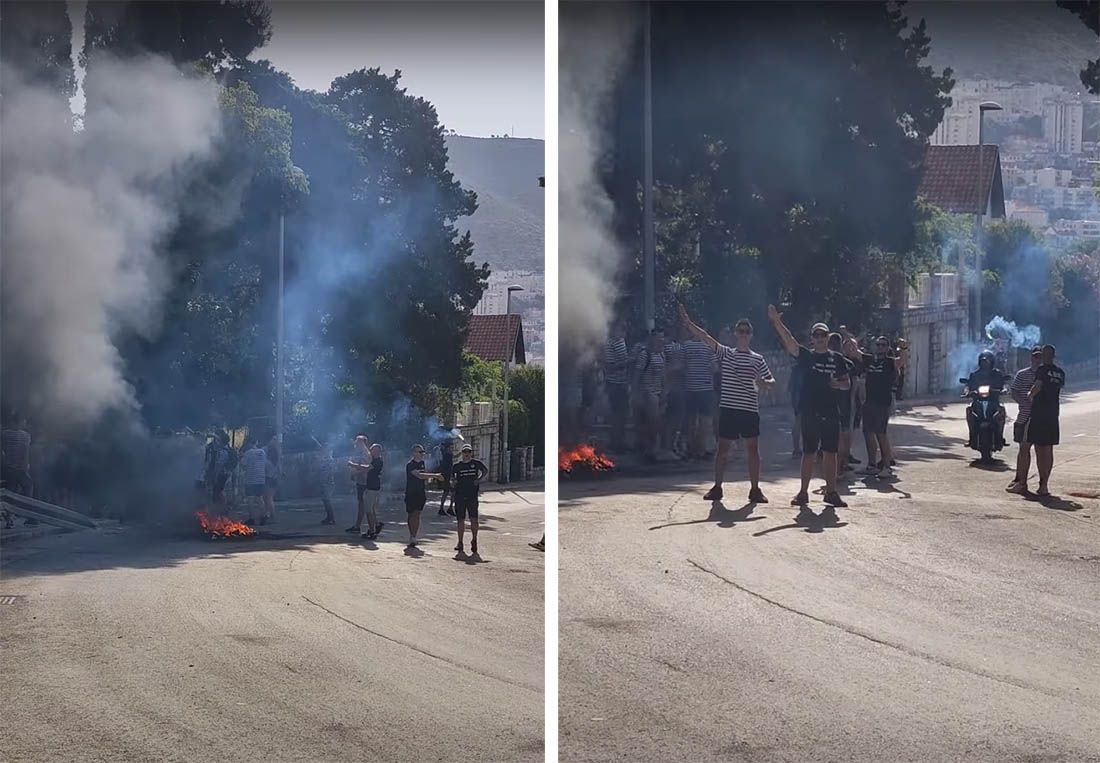 Maturanti pomorske škole u Dubrovniku slavili uz vatru nasred ceste i nacističke pozdrave