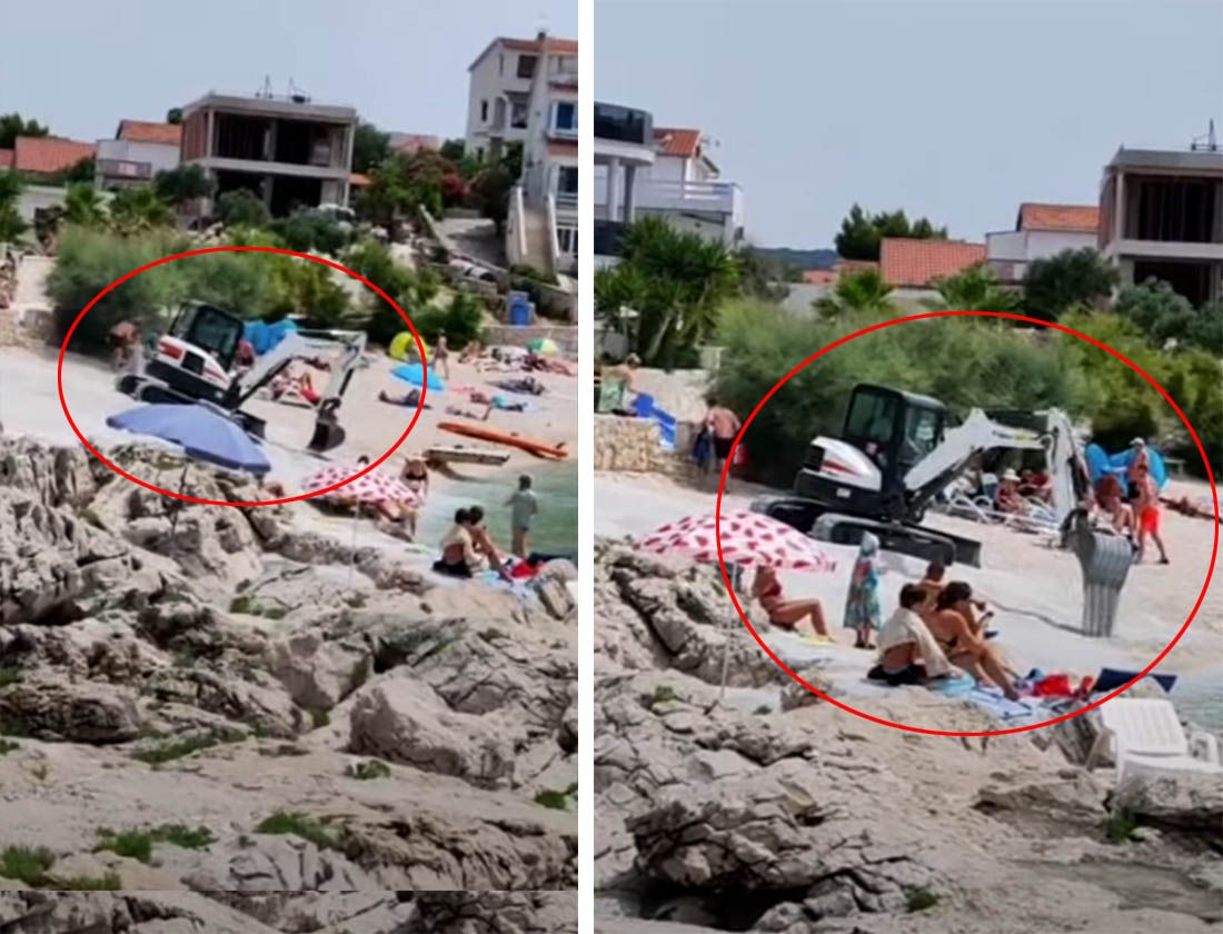 TURIZAM U DALMACIJI Bager uletio usred plaže krcate turistima i počeo razmještati žalo!