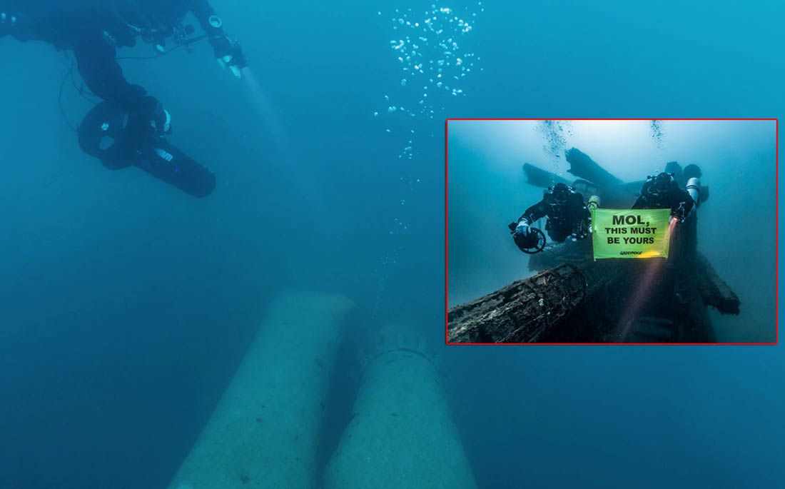 FOTO/VIDEO Greenpeace: Što to curi iz potonule plinske platforme Ivane D?