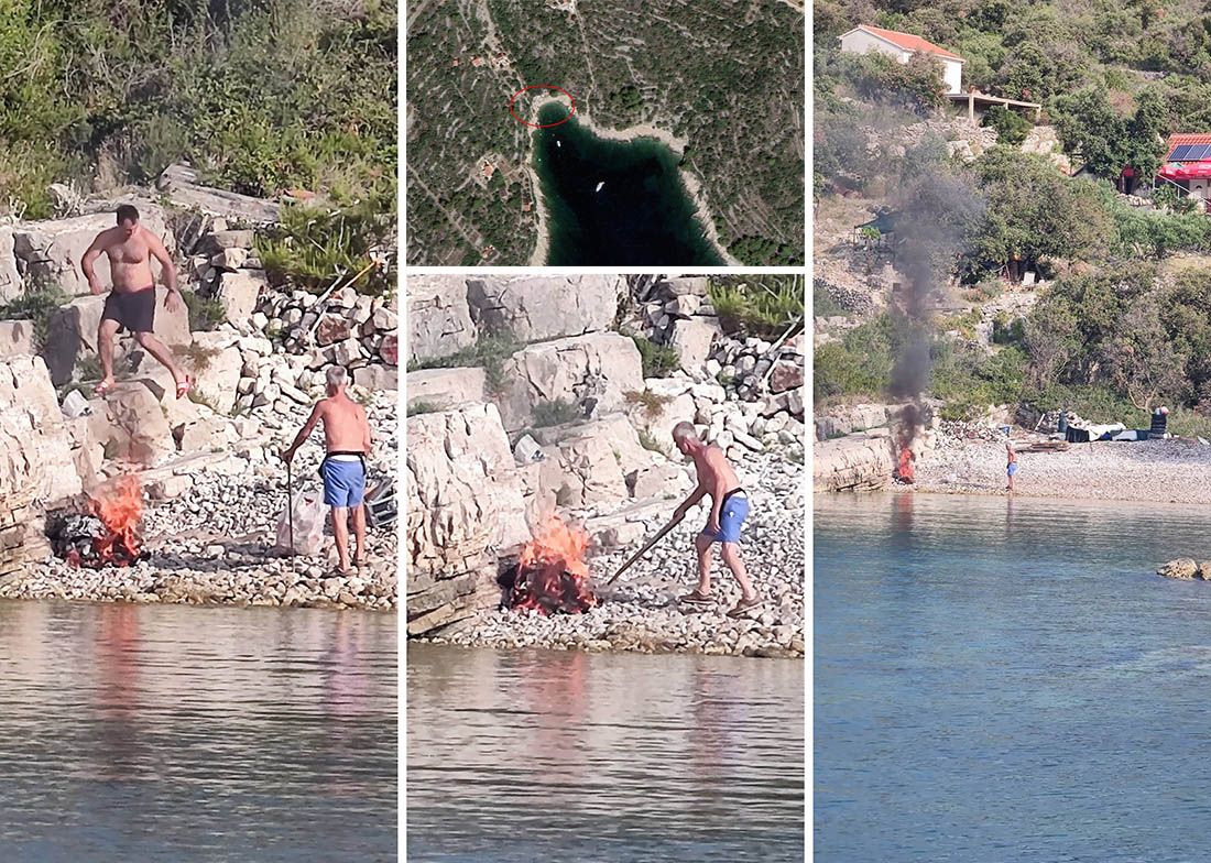 FOTO Uhvaćen kako pali smeće na samoj plaži: “Zapalio šest vreća plastike, a što nije izgorjelo, baca u more!”