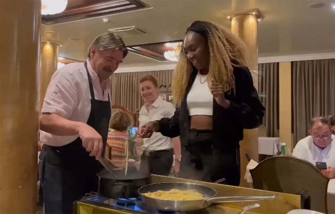 VIDEO Sestre Williams s poznatim zadarskim ugostiteljem kuhale paštašutu s plodovima mora