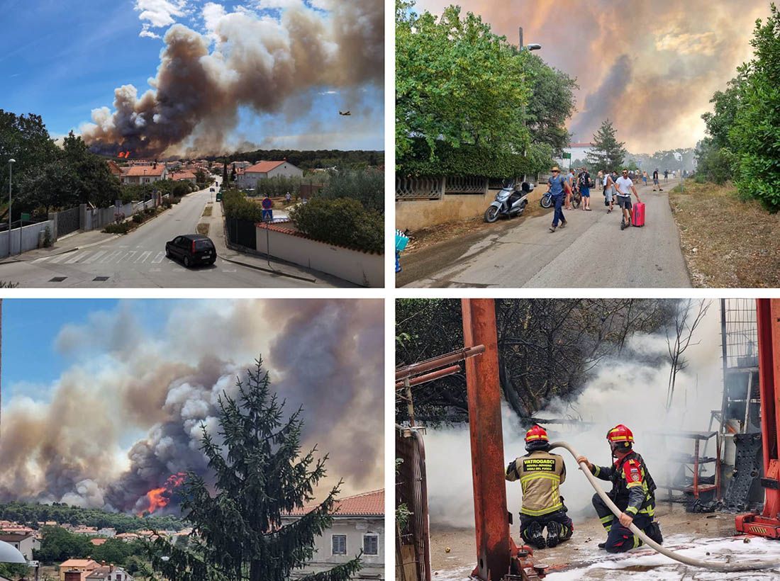 JEZIVI PRIZORI IZ PULE Požar se širi brzinom munje, stigli kanaderi iz Zadra!