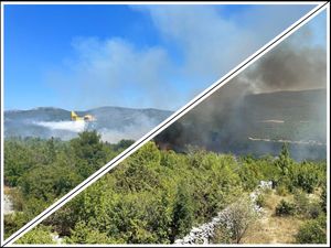 VELIKI POŽAR KOD TROGIRA Na terenu puno vatrogasaca, a podignuta su 4 zrakoplova