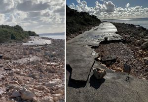 VIDEO Olujno nevrijeme u potpunosti uništilo bespravno izgrađenu cestu uz more na Viru, zbog koje je osuđen bivši načelnik Kapović!