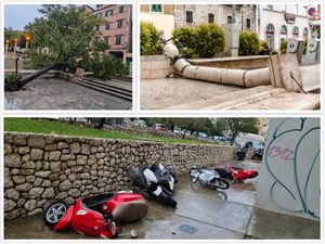 Olujno jugo pobacalo motocikle, počupalo stabla, srušilo čak betonske stupove u Šibeniku!
