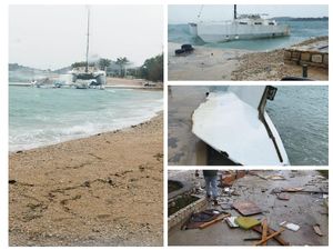 FOTO/VIDEO Napušteni katamaran u Vodicama jugo razbilo u stotine komada!