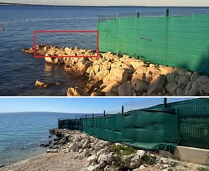 POGLEDAJTE KAKO SE RUGAJU S DRŽAVOM Koncesionar kod Novalje uklonio tek 2 metra ograde u moru, a 2 kilometra obale su okupirali za sebe!