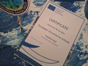 Prvi u Hrvatskoj s prestižnim 'Ultramarine Blue certifikatom' - Priznanje za eko-grupu Zdravo more i Pomorsku školu Split