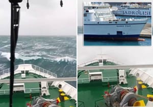 VIDEO - KASNIO 6 SATI ALI JE USPJEŠNO STIGAO Pogledajte kako se Jadrolinijin Marko Polo bori sa 6-metarskim valovima ispred Ancone!