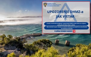 Ravnateljstvo civilne zaštite upozorava: "Orkanski vjetar u nedjelju i ponedjeljak diljem obale, pratite prognozu i upozorenja!"