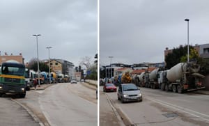 GRAD BETONA Konvoj miješalica za beton snimljen u Zadru