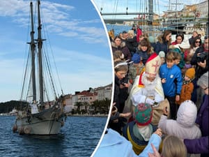 VIDEO Sveti Nikola logerom Nerezincem stigao u Mali Lošinj - Dječica mu oduševljeno klicala