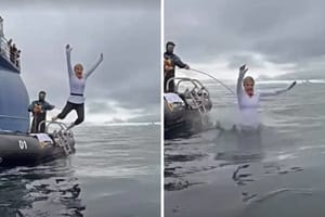 VIDEO Grabar-Kitarović skočila s gumenjaka u ledeno more - Na Antarktici!