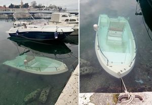 NEPAŽNJA KOJA KOŠTA Potopljena brodica u zadarskim Jazinama danima leži na dnu