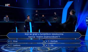 Zadranin u Milijunašu nije znao odgovor na pitanje o dalmatinskom gradu