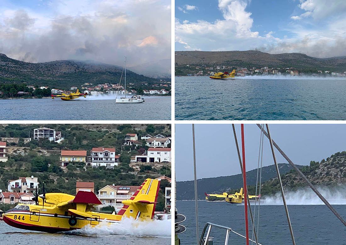 FOTO Jedriličar snimio kanadere u Grebaštici: “50 m od nas uzimaju more, spriječili su najgore”