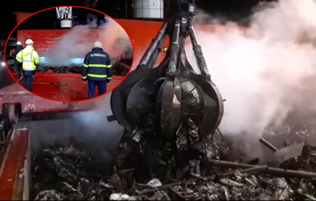 VIDEO Ugašen požar na turskom teretnom brodu u luci Ploče